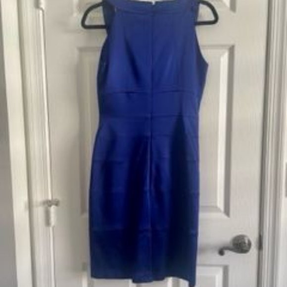Cache Royal Blue Satin Sleeveless Sheath Cocktail Dress Sz 6 - Picture 2 of 3